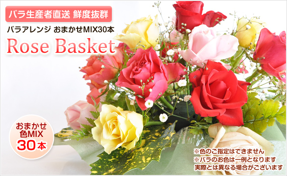 産直 バラの花 アレンジミックス30本