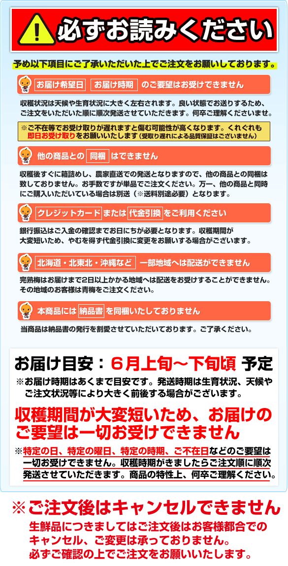 ご注文の注意事項