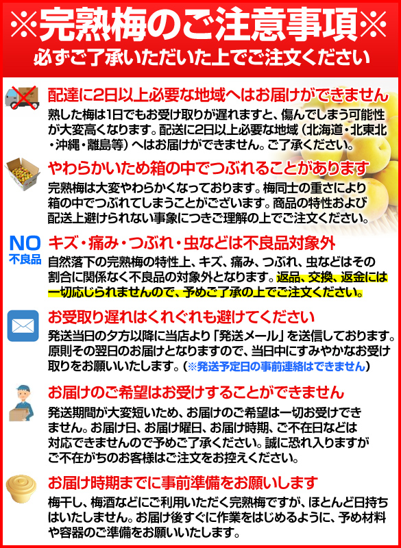 完熟梅のご注意事項