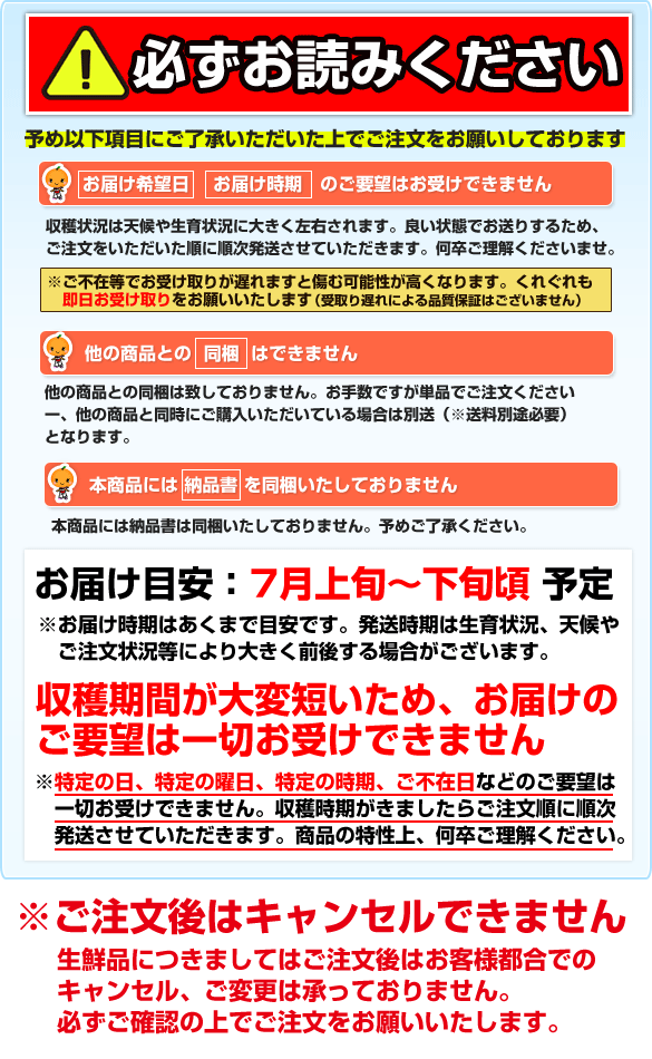 ご注文の注意事項