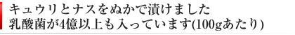 乳酸菌がたくさん入ったぬか漬け