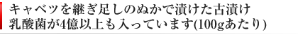 乳酸菌がたくさん入ったキャベツのぬか漬け